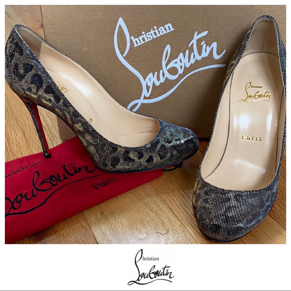 Christian Louboutin Fifi 100 Leopard Lame Pumps